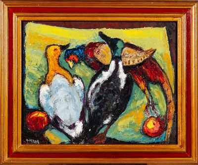 Alfred PERSIA : Nature morte au canards et faisan. - Photo 1