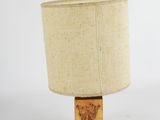 a lamp that is sitting on a table with a lamp shade on it