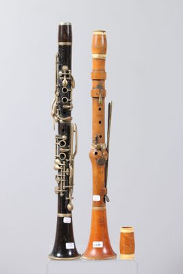 two different types of musical instruments on display