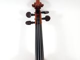 a close up of a violin with a bow on a white background