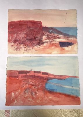 deux photos de peintures à l'aquarelle sur une feuille de papier