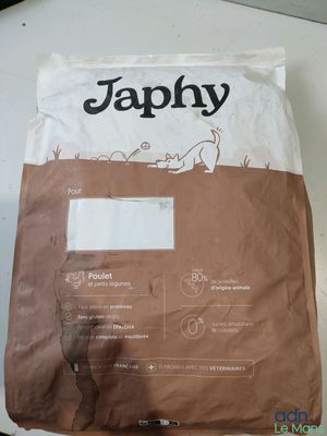 a bag of dog food sitting on a table