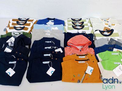 a lot of men ' s clothing on display on a table