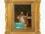 an image of a painting of a woman with a bird in her hand