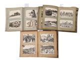 four old books with pictures of people and animals on them