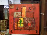a picture of a painting on display in a room