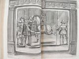 un livre sur lequel figure le dessin d'un homme à cheval devant un bâtiment