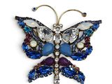 broche en forme de papillon bleu et violet, ornée de cristaux