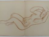 an image of a drawing of a nude woman laying on her stomach
