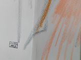 a drawing on the wall of a bathroom with a toilet next to it