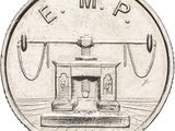 une image d'une pièce de monnaie sur laquelle figure l'effigie d'un bâtiment