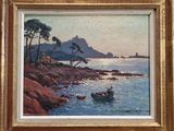 an image of a painting of a boat on a body of water
