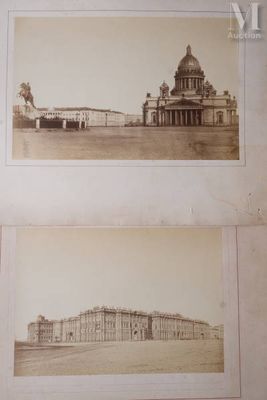two old photos of a building with a dome on top of it