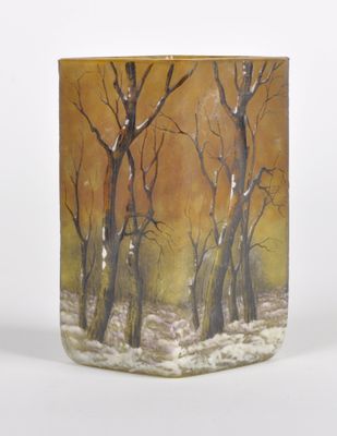 DAUM-NANCY, époque Art Nouveau : Petit vase à base losangiqu… - Photo 1