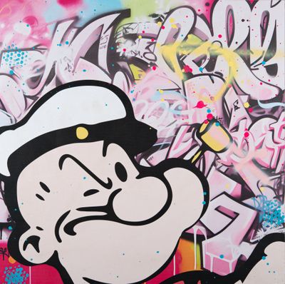 NOBLESS (né en 1990). "Popeye", acrylique sur panneau sérigr… - Photo 1