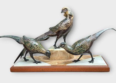 Travail des années 1930 Trio de faisans