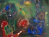 une image d'une peinture représentant un groupe de personnes jouant des instruments