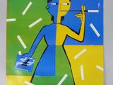 tableau représentant une femme fumant une cigarette devant un fond vert et jaune