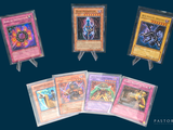 five different types of yu gi oh cards on display