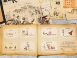 a book with pictures of people and animals on it