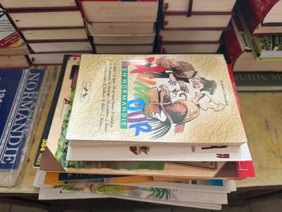 des livres empilés les uns sur les autres sur une table, devant une pile de livres