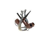 a picture of a pipe and a pair of scissors on a rope