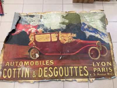 Affiche publicitaire en papier marouflé sur zinc AUTOMOBILES… - Photo 1