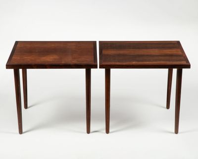pair of mid century danish teak side tables