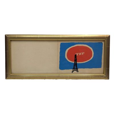 painting of a man standing on a ladder in front of a pepsi sign