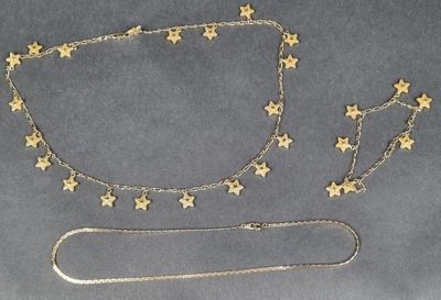 Lot de bijoux fantaisie comprenant : 1 parure (collier + bra…