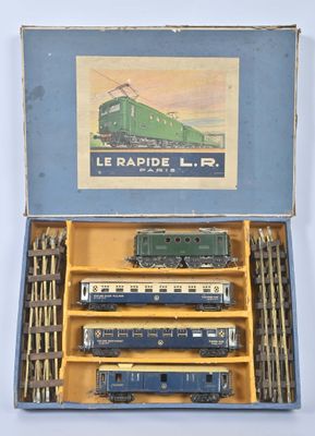a box with a train set inside of it