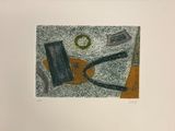 une image représentant un dessin d'une table sur laquelle se trouvent un couteau, une fourchette et d'autres objets