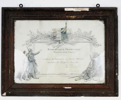 Certificat de préparation au service militaire daté de 1920,…