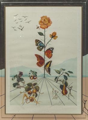 une photo d'une photo d'une fleur avec des papillons