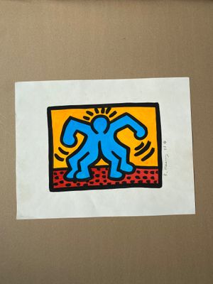 Keith Haring (1958-1990) Dessin à l’encre noir, rouge, jaune…