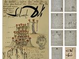 un dessin représentant un groupe de personnes debout devant un bouquet de fleurs