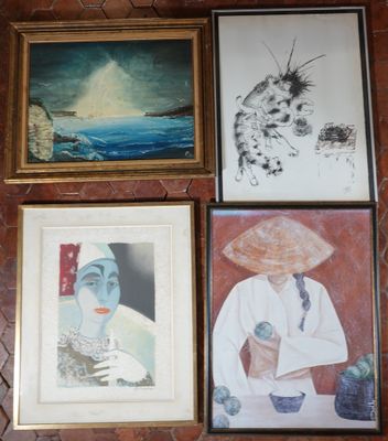 LOT de 7 pièces encadrées comprenant : - Photo 1