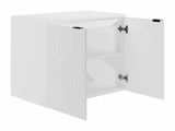an image of a close up of a white cabinet with a door open