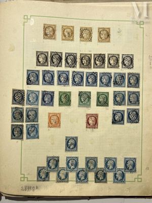 an old book with a bunch of stamps on it