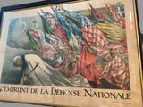 painting of a man holding a sword in front of an american flag
