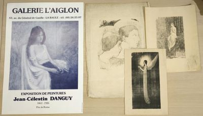 Jean Célestin DANGUY (1863-1926). Lot de 3 gravures et une a…