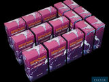 a lot of pink boxes that are stacked on top of each other