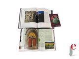 an open book with a picture of a church and a picture of a church