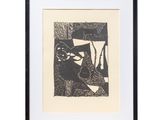 a black and white drawing of a woman in a chair