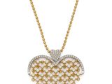 un pendentif en forme de cœur en or et diamants blancs, monté sur une chaîne