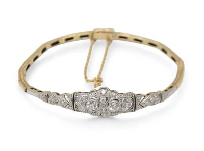 Bracelet en or jaune et gris 14K (585) et platine (850) rete…