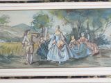 a picture of a painting of a group of people in a field