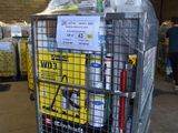 a cart with a lot of items in it in a warehouse