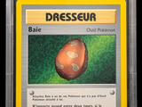 the card is in a clear plastic holder with a yellow border