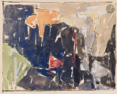 une aquarelle représentant un train sur les rails